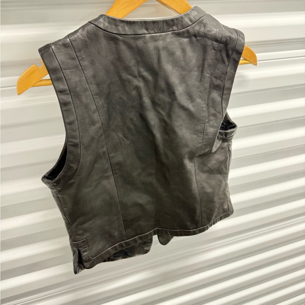 Vintage Worth 100% genuine leather vest full zip 4 - Picture 4 of 8